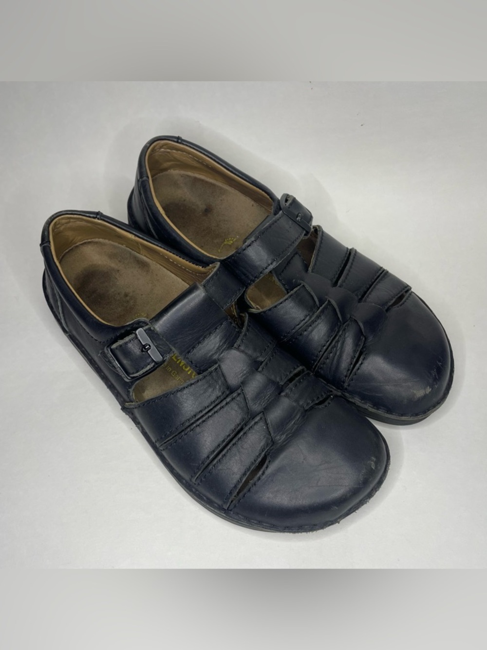 Birkenstock Madeira Footprints Closed Toes Y2K Leather Sandals Fisherman Sz 40